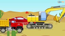 Excavadora Amarillo - La zona de construcción - Dibujos animados de Coches Para Niños
