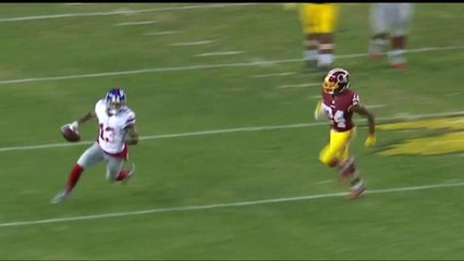OBJ makes 12-yard catch against Norman, looks back at him