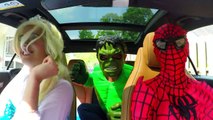 Superheroes Dancing In A Car Spiderman vs Frozen Elsa vs Hulk Superhero Funny Movie Real Life