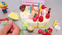 Toy Cutting Velcro Cakes Birthday Cake Wooden Fruits Playset Toys 뽀로로 와 생일 케이크 소꿉놀이 장난감 YouTube