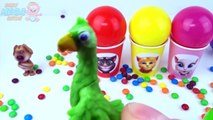 Balls Surprise Cups Talking Tom and Friends Learn Colours Candy Skittles M&Ms Playing Learning