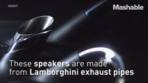 These deluxe speakers are made from Lamborghini exhaust pipes