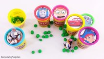 Learn Colors Nickelodeon Disney Junior Jake Lightning McQueen Octonauts Play-Doh Surprise Eggs Tubs!