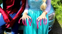 Spiderman & Frozen Elsa vs Poison Ivy! w_ Pink Spidergirl, Joker, Ariel Mermaid & Superman  -)-Y