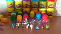 24 Surprise eggs - PLAY DOH Surprise Eggs - AngryBirds Marvel Spongebob Kinder Batman Smurfs