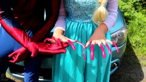 Spiderman & Frozen Elsa vs Poison Ivy! w_ Pink Spidergirl, Joker, Ariel Mermaid & Superman  -)-Yai_