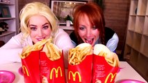 Spiderman & Frozen Elsa McDONALDS CHALLENGE! w_ Joker Anna Baby Elsa Superman Catwoman Superhero Fun-7e