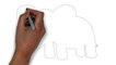 Elephant outline drawing, how to draw elephant step by step, kids drawing tutorial