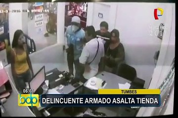Tumbes: delincuente armado asalta tienda