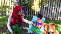 Ariel little mermaid & mermaid baby vs Hulk Sandwhich! w/ Spiderman, Frozen Elsa, Catwoman, Catbaby