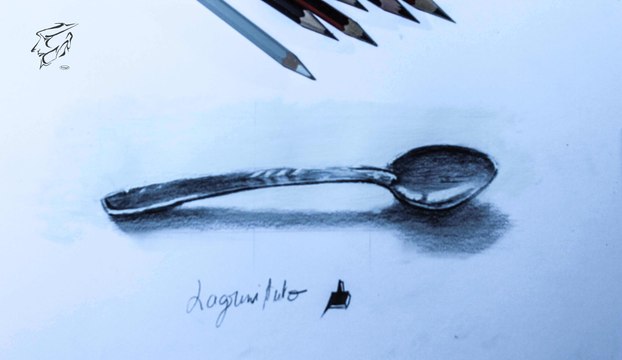 How to draw a spoon تعلم رسم ملعقة بقلم الرصاص