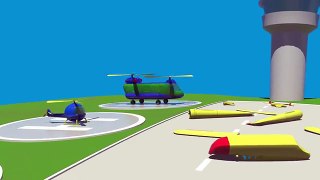 Cartoon Airport - 3d SEA PLANE Construction - Learn simple Numbers 4 (1-6)