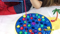 LETS GO FISHING Game XL Spiderman Learn Colors with Princess T Fun Family for