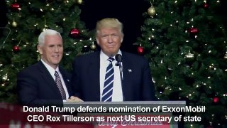 Trump defends diplomat pick Tillerson against critics