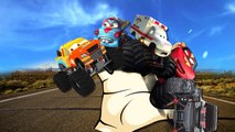 Finger Family Children Nursery Rhymes Monster Trucks Cartoons 2D Animation | Finger Family Rhymes