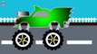 Monster Trucks COLORS! Yellow, Green, Blue & Black Spiderman Disney Pixar Cars Nursery Rhymes 2d