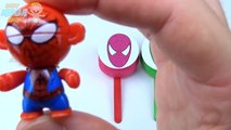 Lollipop Smiley Face Play Doh Clay Spiderman Rainbow Learn Colors Surprise Toys Spiderman