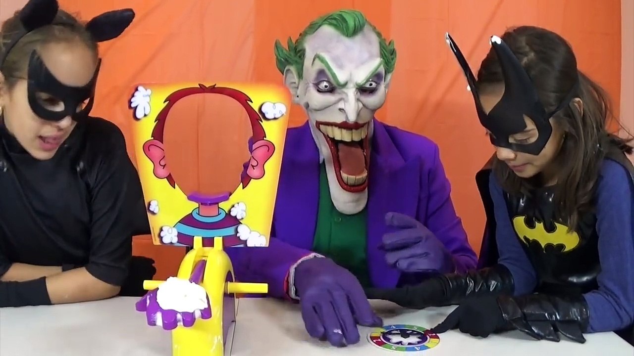 JOKER VS CATWOMAN VS BATGIRL Pie Face Challenge Superhero Kids in Real Life  IRL-4JdNGyodUI8