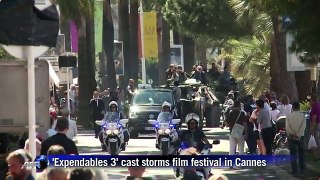 'Expendables 3' cast rolls in on tanks in Cannes