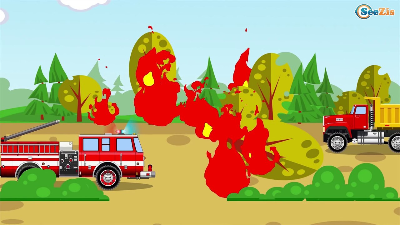 The Big Red Truck in Action with Excavator - World of Cars - Cars & Trucks for Kids