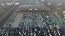 Thousands of cars stranded in traffic jam after New Year holiday in China