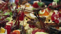 Japanese foodies enjoy unusual Christmas meal_ insects