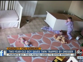 2-year-old boy saves twin brother from fallen dresser
