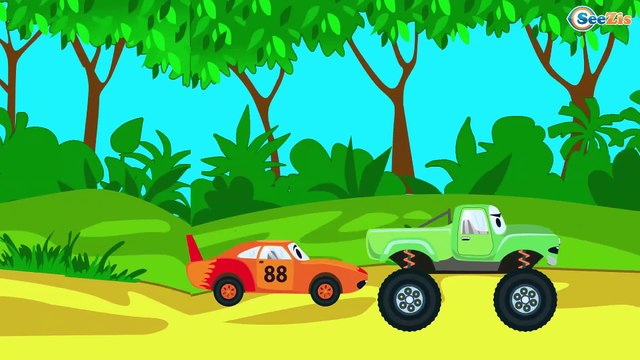 Сoches de carreras y Сamión de bomberos - Carros Para Niños - Dibujos animados de Coches
