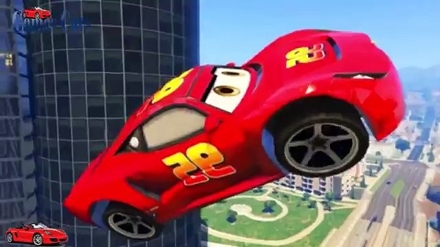 Disney cars and spiderman Dinoco King 43 and Lightning McQueen Disney cars jumping Happiness Ramp