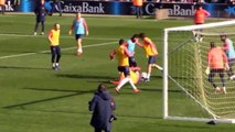 Lionel Messi nutmegs defender and keeper with goal in open training session (Video)