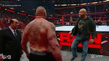 Wwe Raw 02/01/ 2017 Goldberg return and want other Match with Brock Lesnar on Royal Rumble 2017