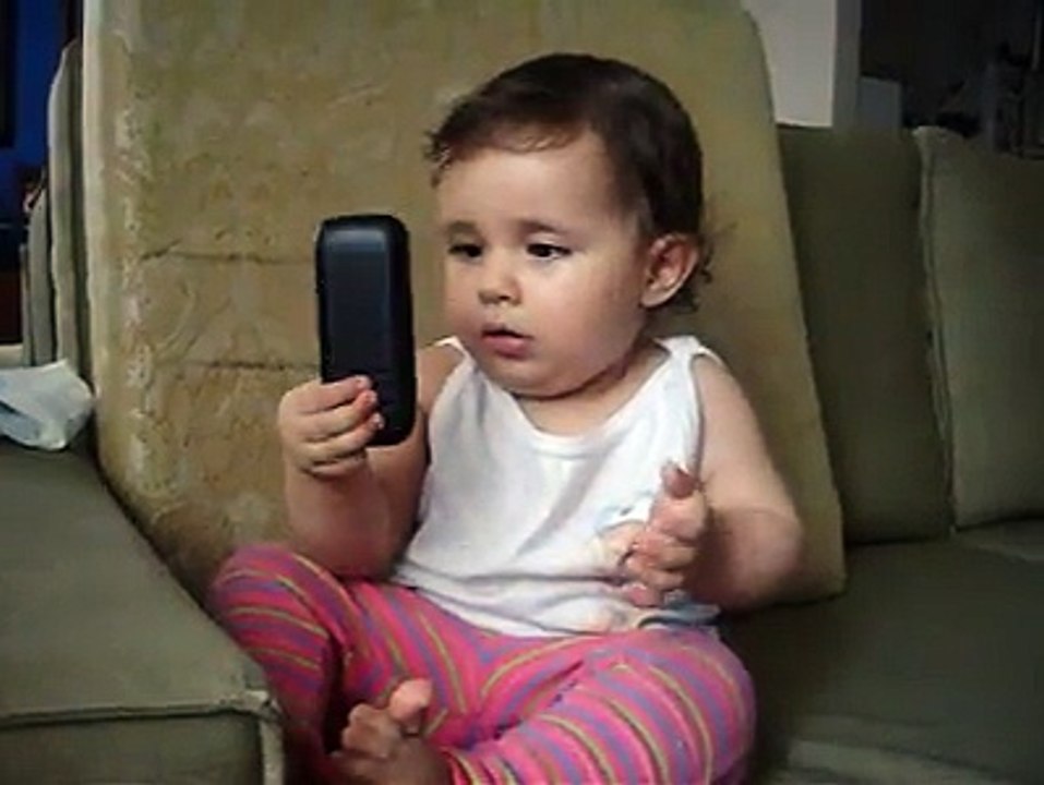 Funny baby talk on phone