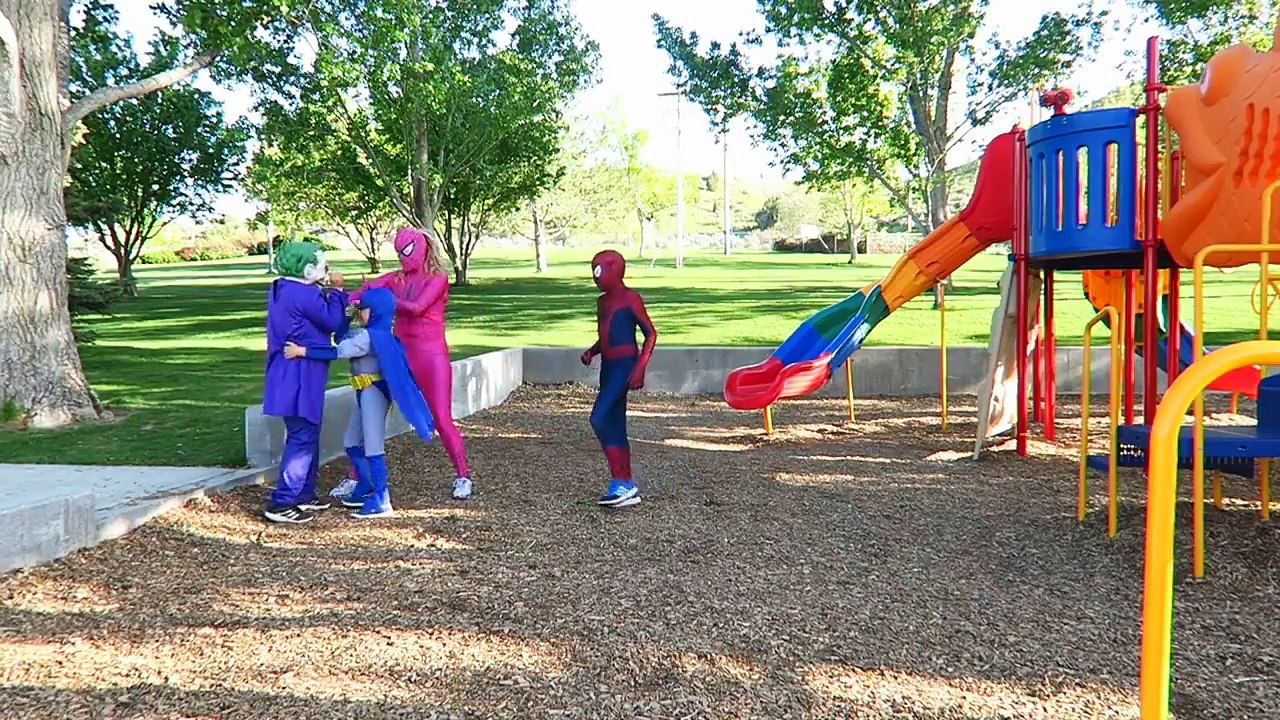 Spiderman Pink Spidergirl vs MAGIC Joker In Jail vs Hulk vs Batman Superhoer Fun