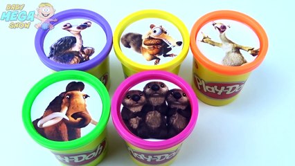 Play Doh Clay Cups Surprise Toys Cartoon Ice Age Collection Rainbow Learning for Kids