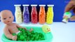 BABY DOLL BATH TIME! Learn Colors w/ Jelly Bean Bottle Toy Surprises - Kids Toddlers