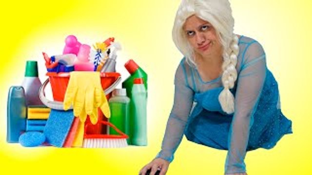 Elsa Frozen Cleaning the House vs Joker Pranks w/ Spiderman Fun Superhero Movie in Real Li