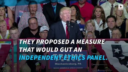 Donald Trump blasts republicans for gutting ethics panel