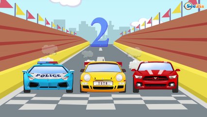 Cop Car Cartoon - The Police Car with Racing Car - Race | Video for children Episode 53