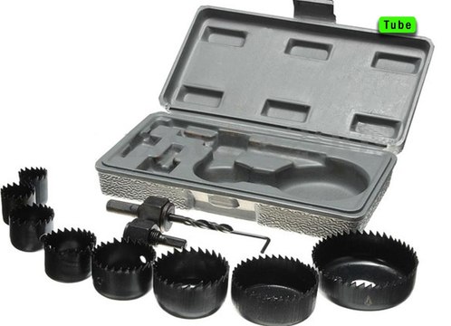 Coffret de 8 scies cloches avec 2 adaptateurs 6 pans en acier au carbone