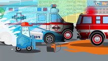 Das Polizeiauto und freunde, Feuerwehrauto Welt von Autos Animierter BAU Zeichentrick