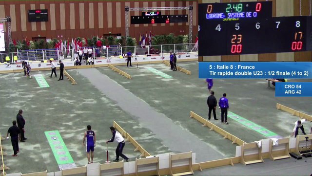 Demi-finales, tir rapide en double U23, Italie et France, Sport Boules, Mondial Jeunes, Monaco 2016