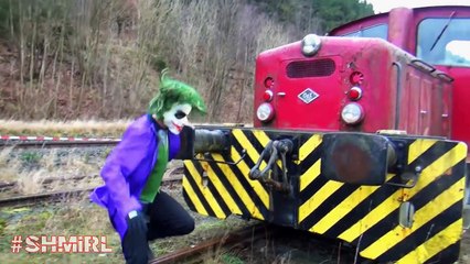 SPIDERMAN vs JOKER OLD TRAIN Factory Chase Crazy Joker EPIC! - Real Life Fun Superhero Movie SHMIRL