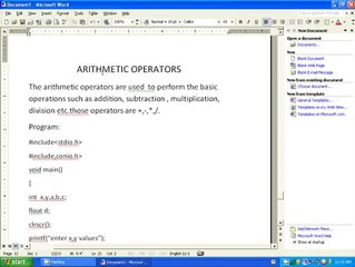 C LANGUAGE ARITHMETIC OPERATORS  PROGRAM