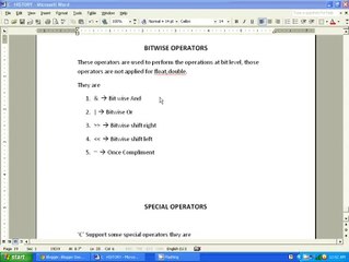 C LANGUAGE BITWISE AND SPECIAL OPERATORS