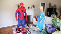 Frozen Elsa SAVED BY JOKERS Spiderman w Bad Baby Poop Pink vs Spidergirl Anna Superhero Fun