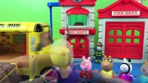 Peppa Pig Field Trip Part 3 Firetruck fire engine fireman truck toys for kids School bus toddlers