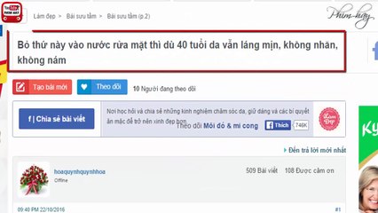 Bỏ thứ này vào nước rửa mặt thì dù 40 tuổi da vẫn láng mịn, không nhăn,không nám mà xinh lung linh
