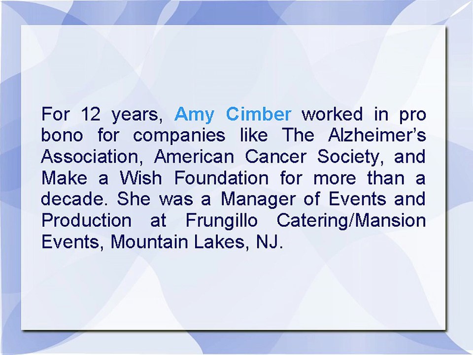 Amy Cimber Is An Event Manager With Over Two Decades Of Experience