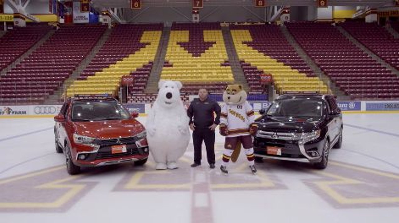 Un ours polaire chute sur une patinoire pendant...