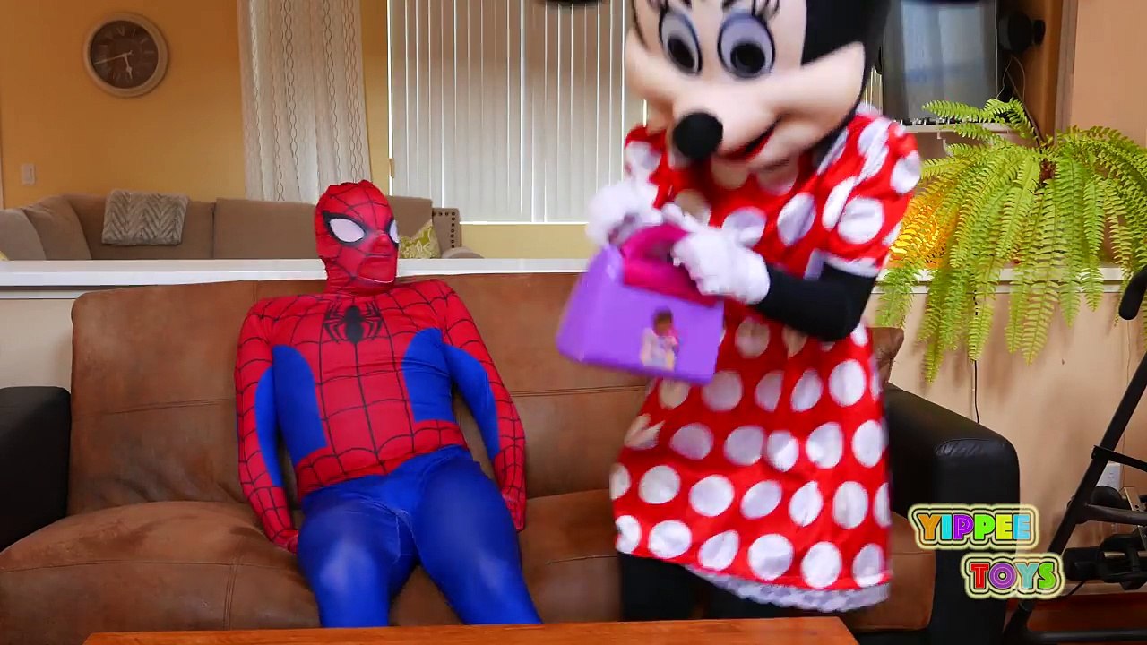 Spiderman vs Minnie Mouse Doctor Funny Superheros in Real Life